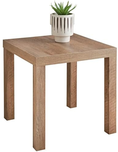 FAHAAM Oak Effect Wooden Side Table, Small Coffee Table, 45cm x 45cm x 45cm, Brown