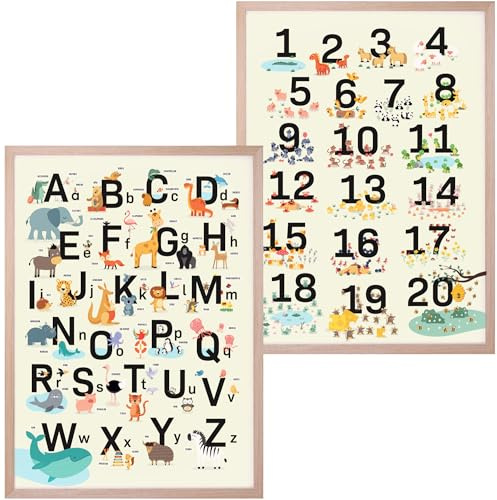 Gumpie ABC Poster für Kinder Bundle mit Einfach Zahlen lernen von 1-20 Made in Germany | Kinderleicht schreiben lernen | Buchstaben schreiben lernen | Rechnen lernen 1. klasse (ABC+Zahlen - 2er Set)