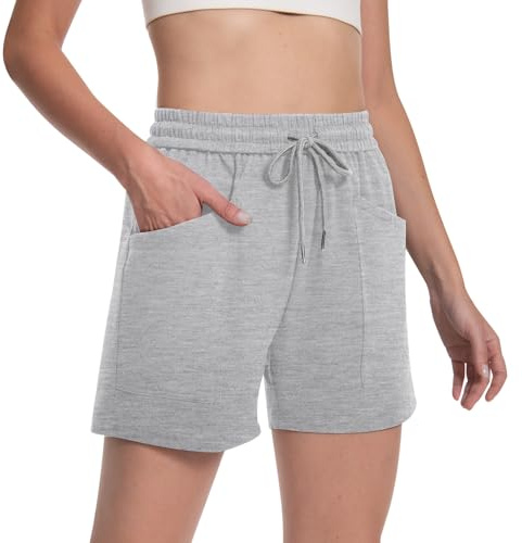 Rolcoassuns Short Sport Femme en Coton Sport Été Short Jogging Casual Taille avec Poches pour Yoga Course à Pied Fitness Vélo