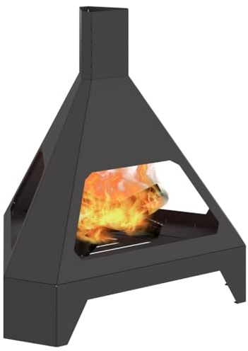vidaXL Feuerstelle Schwarz 50 x 43 x 52 cm Wetterfeststahl | Robuste Stahlkonstruktion, die lange hält, Hält dem Wetter im Freien stand, 80x40x40 cm für große Holzscheite