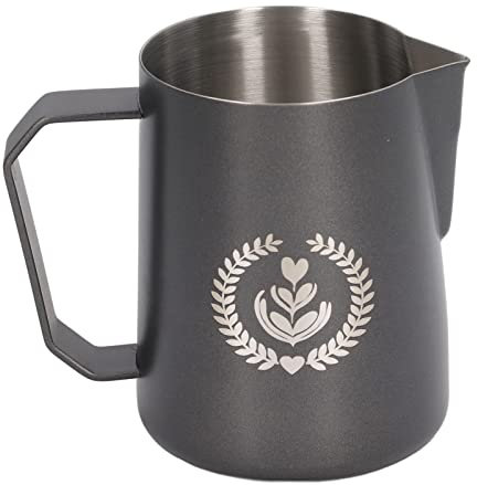 Schiuma di latte, in acciaio inossidabile 600 ml di latte alimentare -froro -fr -frrother -xaggry, manico comodo per manici semplici (Nero d'argento)
