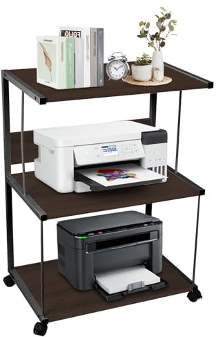 3-Stufiger Druckerständer,61 X 40 X 82 cm Druckertisch Mit Rollen Druckerhalter Mobiler Druckerregal Druckerwagen Druckerschrank Regals Für Drucker Scanner Büro Schule Arbeitszimmer Home Offices