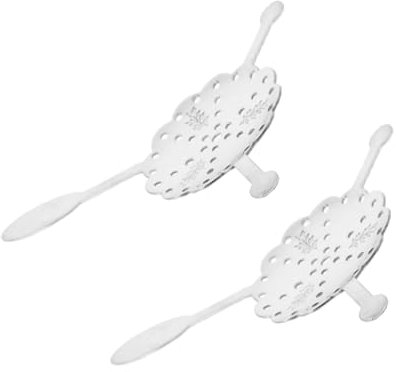 Mikikit 2 Piezas Cuchara de absenta de acero inoxidable Ajenjo cucharas cubiertos fuente de absenta cucharas pequeñas cubiertos suministros de barman cuchara con filtro de absenta Plata