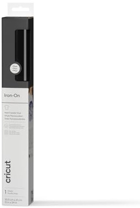Cricut Plotterfolie Textil, 30.5cm×0.6m Flexfolie Plotter Textil, Bügelfolie für Textilien Transferfolie zum Aufbügeln für DIY T-Shirt, Stoffe(Schwarz)