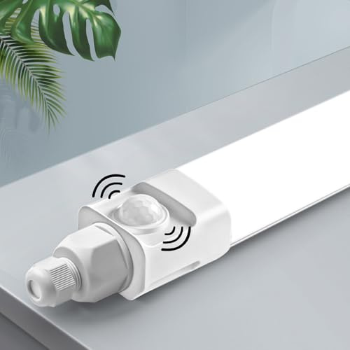 DXLIGHTING LED Feuchtraumleuchte 150cm mit IR Bewegungsmelder, 45W 4000K LED Garagenlampe Kellerlampe Wannenleuchte mit Bewegungssensor, IP65 Wasserfest Deckenleuchte für Für Innen- und Außen