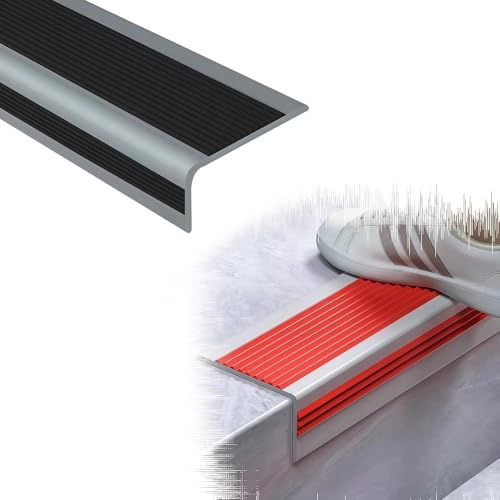 Bordure De Marche Autocollante Profil De Bords D'Escaliers Extérieur PVC 100 500cm Protection De Bord De Marche Flexible(Black,100cm/3.3ft)