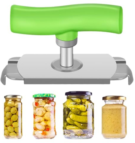 Dosenöffner aus Edelstahl, Dosenöffner Ohne Scharfe Kanten, Einstellbarer Glasöffner Flaschenöffner für Senioren Flaschenöffner für Senioren Schwache Hände Küchen Gadgets (Grün 1Pcs)