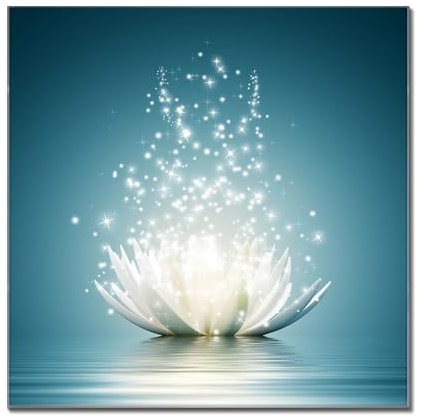 banjado® Glas Magnettafel 4 Magneten - Magnetwand 50x50cm Motiv Magische Lotusblüte - Memoboard/Pinnwand magnetisch, beschreibbar, perfekt für die Küche - Magnetboard auch als Wandbild/Wandtafel