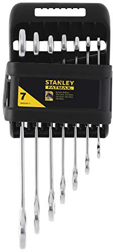 STANLEY Fmmt82901-0 Clés À Fourches Gamme FATMAX - Fourche Anti-Slip Orientée À 15° - Meilleure Adhérence - Prise De L'Écrou Sur 3 Points - Étui Compact Et Résistant - Jeu De 7 Pièces