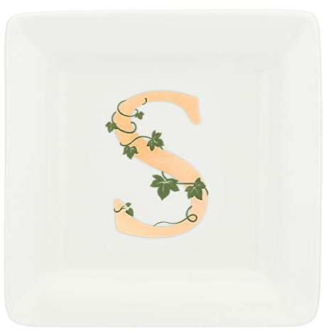 La Porcellana Bianca - Piattino Quadrato Lettera S - Arredo Casa, Cucina - Linea Adorato - Idea Regalo - Porcellana - 10x10xh1,5 cm