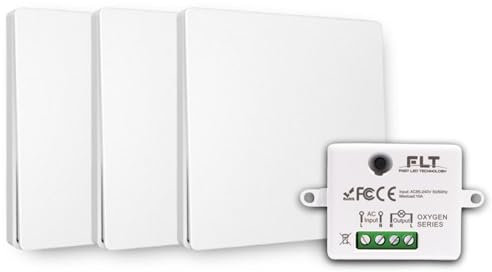 Interrupteur sans fil et sans pile Auto alimenté - Écologique - Qualité Pro - Va et vient RF 3 télécommande + 1 relais radio encastrable - Longue Distance - Intérieur Extérieur IP64