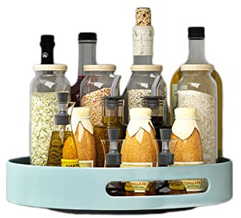 SUNYEAP Lazy Susan Drehteller Gewürzregal, Metall, drehbares Tablett, Organizer für Schrank, Arbeitsplatte, Schrank, Tisch in Küche oder Speisekammer (Stahl, 25 cm, Graublau)