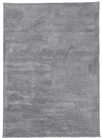 carpetfine Hochflorteppich Silky Hellgrau Flauschig weicher Langflor Shaggy Teppich 60x90 cm für Wohnzimmer, Schlafzimmer & Kinderzimmer