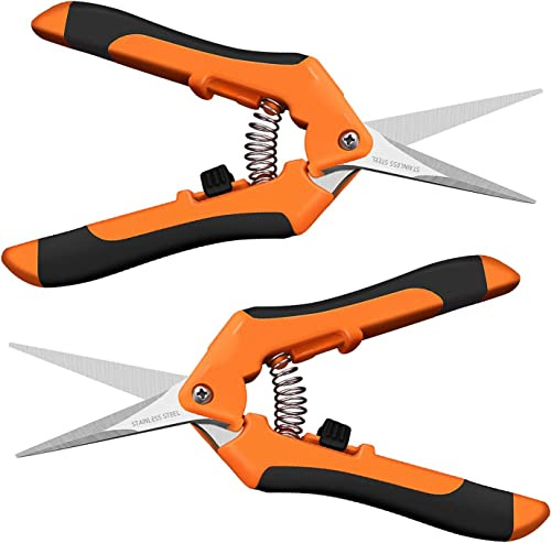 2 Pack Professional Pruning Shears, Trimming Scissors - Straight Tip, Gardening Hand Pruner Pruning Shear Stainless Steel Blades with Locking Comfort Grip Handles