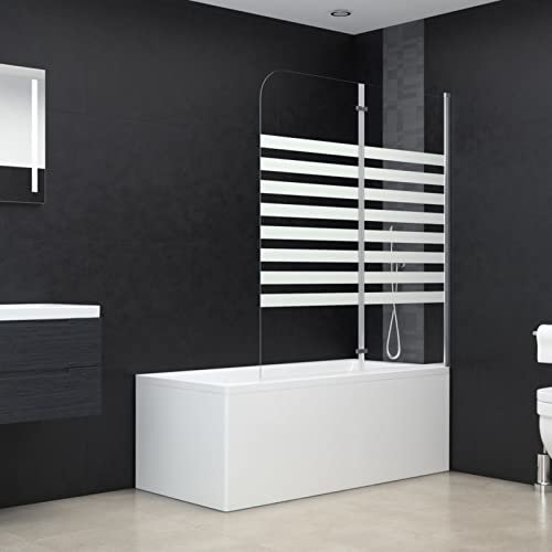 ZEYUAN Duschabtrennung, Duschwand, Badewannenaufsatz, Duschwand Für Badewanne, Badewanne Wand, Glaswand Badewanne, Badewanne Duschwand, 120x140 cm Hartglas Streifen
