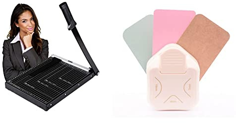 Ediesi, Papierschneider, A4, Schneidemaschine, Papierschneidemaschine, Hebelschneider, höchste Präzision, 4 Farben erhältlich (Schwarz, A4) & Vaessen Creative 3-in-1 Eckenstanzer 4-7-10mm, Crème