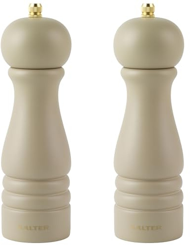 Salter COMBO-8675 Salt- och pepparkvarn, set med 2 st justerbar slipning, fin till grov, keramisk mekanism, lämplig för stensalt och pepparkorn, kryddor, extra lock ingår, beige