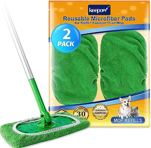 KEEPOW per Swiffer Panni Catturapolvere, Lavabili Cuffietta Microfibra per Swiffer Lavapavimenti, Panni Riutilizzabili Microfibra per La Pulizia di Pavimenti Duri, Pavimenti In Legno, Set di Prova