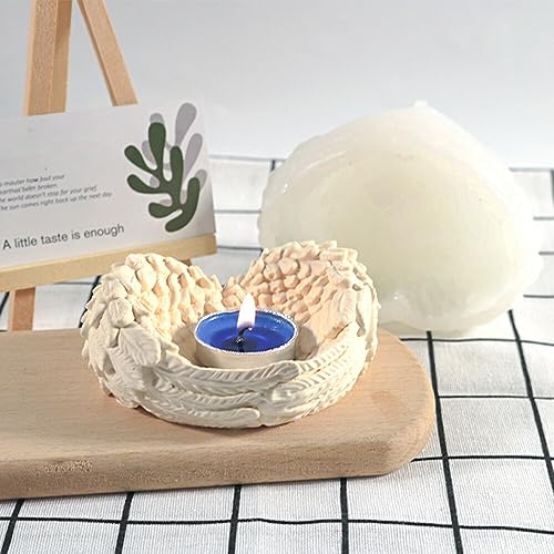 LdawyDE Silikonform Herz Flügel Formen, Kerzenhalter Silikonform 3D Engel Flügel Silikon Formen für Aufbewahrungs, Weich und leicht zu lösen