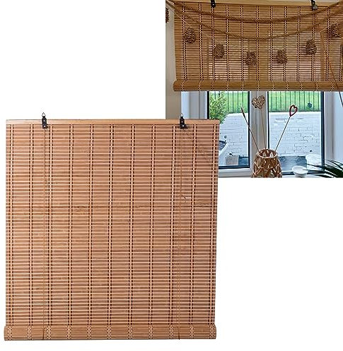 DUYULIANG Natürliche Bambusrollo Raffrollo Bambus Rollo Breite 60 90 100 110 120cm, Innen/Außen Bambusrollo Sonnenschutz Schatten Für Indoor-Outdoor-Garten, Ohne Bohren Outdoor Rollo Anpassbar