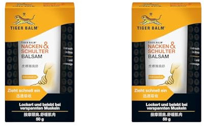TIGER BALM NACKEN & SCHULTER BALSAM - Pflegende Einreibung ideal für unterwegs - 50 g Balsam (Packung mit 2)