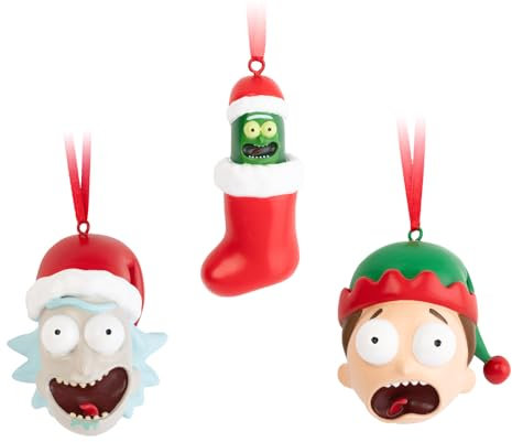 Grupo Erik Weihnachtsbaumschmuck Figuren Set Rick & Morty - Weihnachtsdeko Christbaumschmuck Weihnachtsbaum Schmuck - Tannenbaumschmuck 3 Stück - Offizielles Rick and Morty Merch