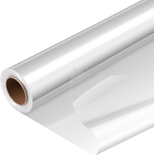 Klar Cellophan Rolle, 80CMx 30M Geschenkfolie Transparent 2.5Mil Transparent Geschenkpapier Geschenkfolie für Blumen Blumenstrauß Korb Geschenk Kunst Handwerk