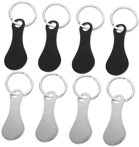 EXCEART 8pcs Grocery Cart Token Keyring Stainless Steel Shopping Trolley Tokens