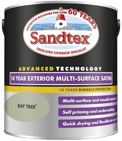 Sandtex 10 Year Multi Surface Satin Paint 2.5l Bay Tree