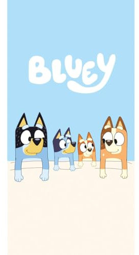 Jerry Fabrics Bluey Bingo - Telo mare per bambini, 70 x 140 cm, colore: blu