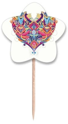 Palillos de dientes con diseño geométrico de corazones, etiquetas de estrella, palillos para cupcakes