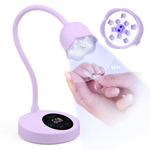 Saviland 30W Bärbar UV-lampa för Gelnaglar, Mini UV-nagellampa Nails för Gel Nagellack, Uppladdningsbar USB LED Gel Nagellampa Snabbtorkande för Nail Studio Home DIY Manicure (lila)