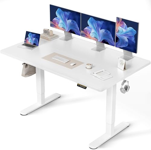 Claiks Bureau Électrique Réglable en Hauteur (FSC®) - Bureau Assis-Debout avec Mémoire, Gestion De Câbles, Moteur Silencieux, Design Ergonomique, Idéal pour Télétravail (Blanc, 160 x 80 cm)