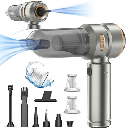 Kedifoai Aspirabriciole Senza Fili, 20000Pa 4 in 1 Aspirapolvere Auto Portatile,Aspiratore e Soffiatore con Motore Brushless,USB C Mini Aspirapolvere Potente per Auto Casa Ufficio Peli di Domestici