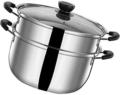 Olla Caldo, Olla vaporera para cocinar Alimentos al Vapor, Cacerola para Verduras, vaporizadores, Juego de Caldo, cazuela de Utensilios de Cocina Inoxidable