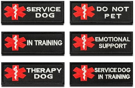 6 Stück EMT Kreuz Diensthunde Patch Moral Hund Patch Taktisch Bestickter Dog Aufnäher mit Hook Verschluss zum Hundeweste