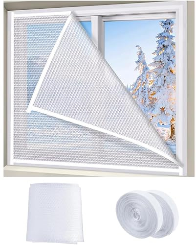 Film d'isolation de fenêtre 60 x 200 cm, kit d'isolation de fenêtre à double vitrage pour fenêtres, film transparent de protection contre le froid, film d'isolation de fenêtre pour fenêtre coupe-vent