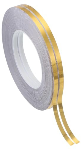 PATIKIL Ruban en film polyester métallisé 6,3 mm x 50 mètres, 2 packs Ruban décoratif métallique doré brossé Ruban adhésif miroir pour détails Mur d'accent Arts graphiques Bateau Murs