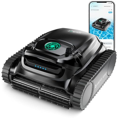 WYBOT M1 Robotic Pool Vacuum, 7 Modes, 6 Paths, Dual Filtration, App Control, 120W Brushless Motor, 10,000mAh Battery, 300min Runtime, 4,305 Sq.Ft Coverage, Black & Green