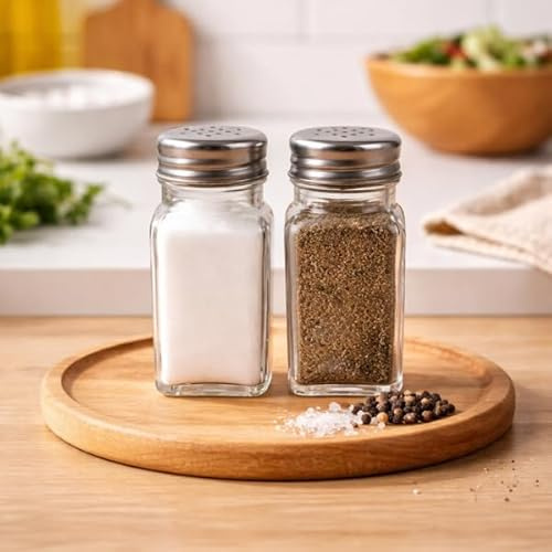 Marco Paul Salt & Pepper Shakers Set of 2 Clear Glass Seasoning Pots