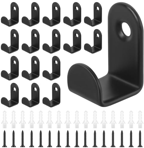 AOROPS Garderobenhaken Schwarz, 30 Stück Kleiderhaken Wandhaken mit Schrauben, Metall Garderoben Haken Kleiderhaken Wandhaken für Küche Badezimmer Wohnzimmer Garderobe