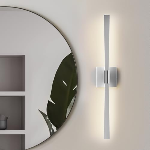 JACKYLED Spiegelleuchte Bad IP44, Silber Badlampe Wand mit 2 verstellbaren LED-Panels, 28W 1800LM, 62cm LED Spiegellicht, 2700K/4000K/6500K für Badezimmer, Waschraum, Schminktisch