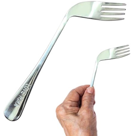 Utensilio de cuchara en ángulo: cuchara de codo para ancianos, tenedor de alimentación en ángulo curvado, para lactancia de ancianos, cómodo y seguro para adultos discapacitados y ancianos, ayuda a la