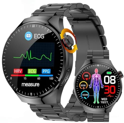 ECG + HRV Smart Watch for Men Women with BMI/Heart rate Fatigue/Body Temperature/Sleep Monitor-1.43 AMOLED IP68 Waterproof Smartwatch with Phone, SOS, Health & Fitness Smartwatch for iOS Android