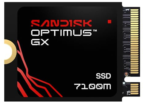 SANDISK Optimus GX 7100M NVMe SSD 2 TB (fino a 7.250/6.900 MB/s velocità di lettura/scrittura sequenziale, M.2 2230, PCIe 4.0, laptop Steam Deck, MSI Claw, Microsoft Surface o Dell compatibile)