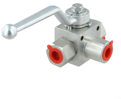 Kivivaka 3 Way Ball Valve 500 Bar High Pressure, G1/4 G3/8 G1/2 Internal Thread, Carbon Steel for L-Port Shut-off Water Oil Gas(G3/4)