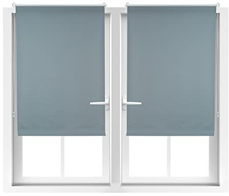 2 x Verdunkelungsrollo, Hitzeschutz, Thermo Rollo Klemmfix, blickdichtes Seitenzugrollo 70x165, Stoff 66 cm, grau