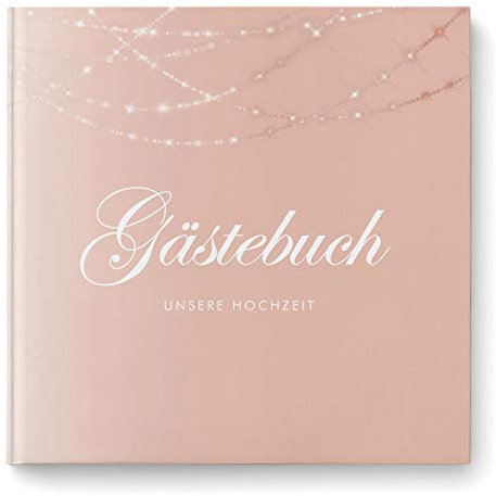 DeinWeddingshop Gästebuch zur Hochzeit - quadratisch - Hochzeitsgästebuch Hochzeitsalbum Hochzeitsbuch - blanko weiße Seiten (Rosé Lights)