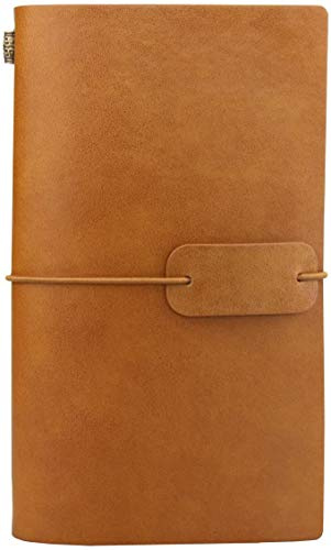 Diario di Viaggio in Pelle, Diario di Viaggio Taccuino in Pelle Sostituibile & Quaderno Vintage, Travel Journal Notebook, 4.72 X 7.87 lnch（Giallo）