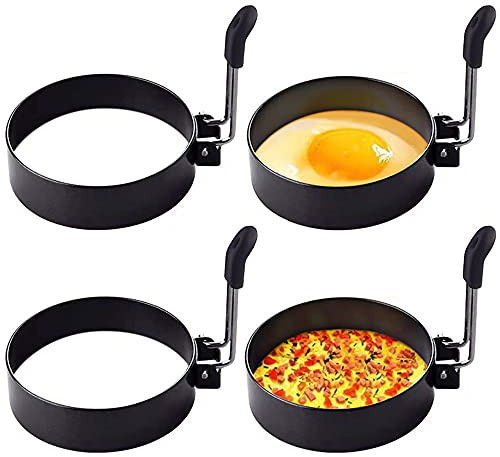 4 Pack Eggs Rings,Stainless Steel Round Breakfast Mold Tool Cooking,Round Egg Cooker Rings For Frying Shaping Cooking Eggs,Egg Maker Molds (4Pack)